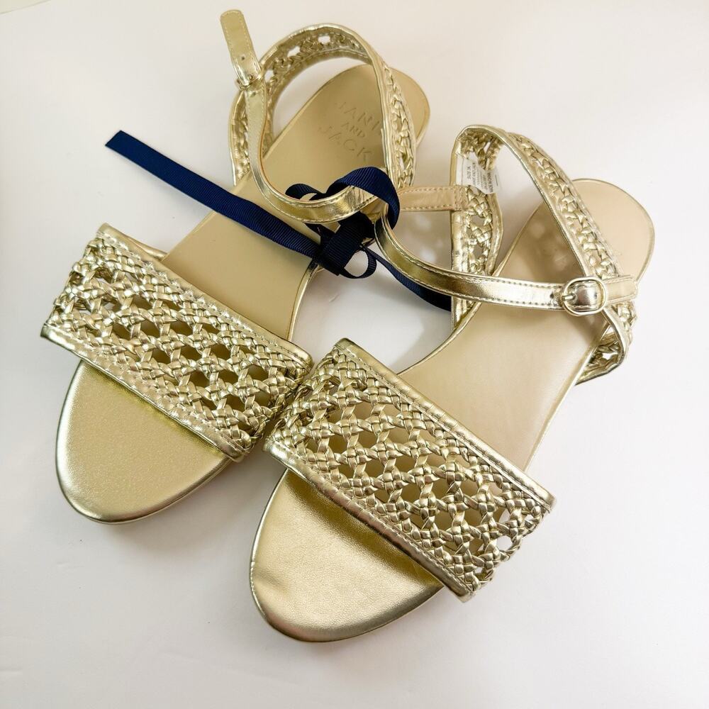 Janie & Jack Sandals Girls Metallic Woven Sandal Gold‎ Size 3K NWT!